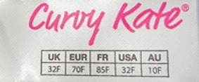 Curvy Kate Size Chart