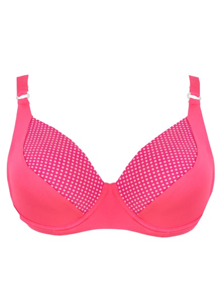 Bikini-Top "Barbados Pink Dotty" | pink/weiß | Detaill vorne