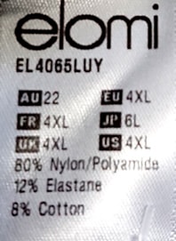 Elomi Size Chart