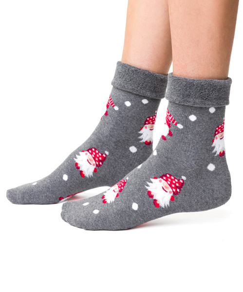 Frottee-Socken "Wichtel" grau